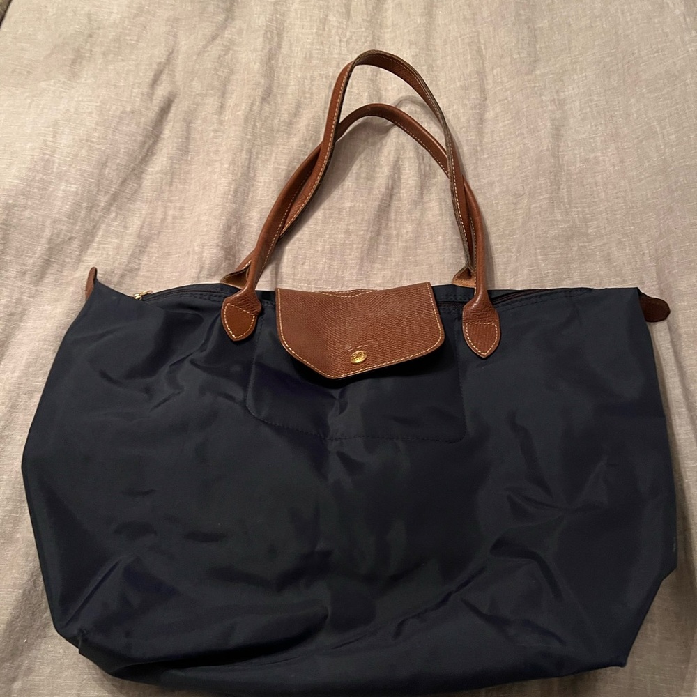 Navy Longchamp Le Pliage Large Tote